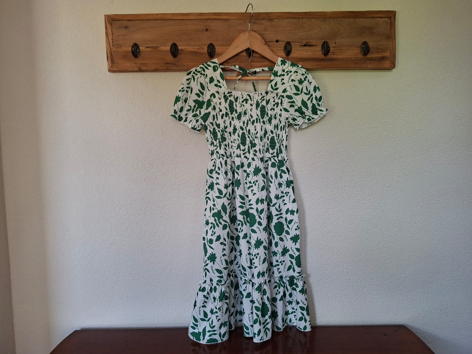 Jurk creme met middengroen